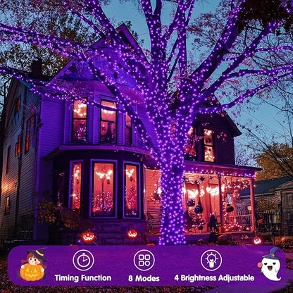 JMEXSUSS 400 LED Purple Halloween Lights Outdoor, Purple String Lights | 132 Ft Purple Christmas Tree Lights Indoor for Garden Patio Party Bedroom Christmas Decor, Plug in with Remote, 8 Modes