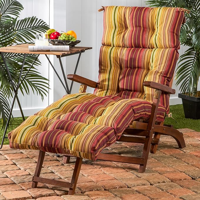 Greendale Home Fashions 72 x 22-inch Outdoor Chaise Lounge Cushion, Cinnamon Stripe