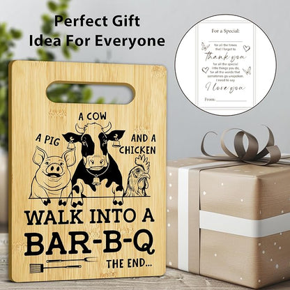 Funny Gifts for Women Men, Barbecue Bamboo Cutting Board, BBQ Charcuterie Board for Kitchen Decor, Birthday Gifts for Couple Neighbor Family Friends -13