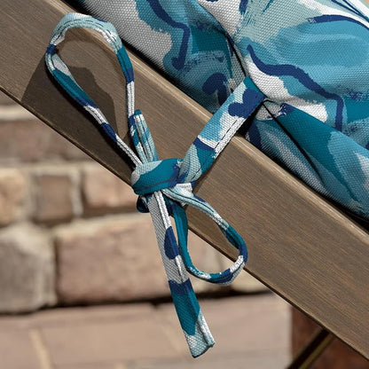 Arden Outdoor Tufted Chaise Cushion, 22x76, Aqua Blue Floral | Plush Comfort, Modern Tuft, Lounge Cushion, Rain-Proof, Fade Resistant, Mold and Mildew Resistant