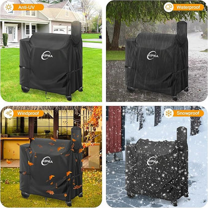 Kipiea Heavy Duty Grill Cover for Traeger Pro 22 & 575 Series, 600D Oxford Fabric Wood Pellet Smoker Covers Waterproof & Windproof, Pellet BBQ Grill Cover for Outside Anti-UV, No Tear, No Fading