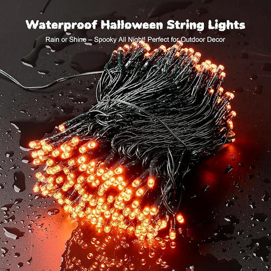 WBao Halloween Lights 300LED 108ft, Super Bright LED Orange String Lights with UL Certified, 8 Lighting Modes, Timer, Connectable, Memory & Waterproof for Indoor Outdoor Halloween Decor