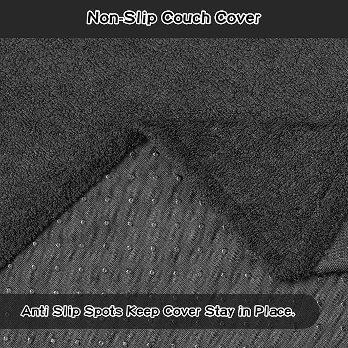 MEETSKY Chair Cover Cat Scratch Proof Recliner Chair Covers, Oversized Armchair Sofa Covers Washable Sofa Slipcover for Single Couch, Soft Small Couch Slipcover for Pets Dogs, 71" x 91", Black