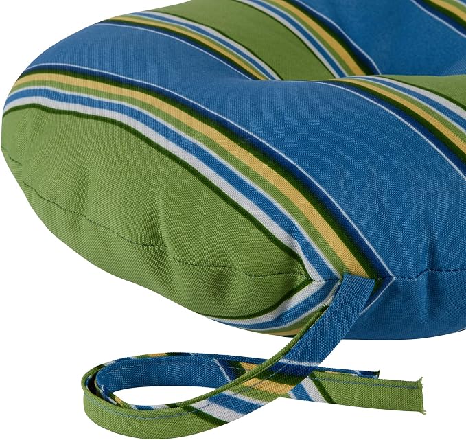 Greendale Home Fashions Belize Stripe Outdoor 15-inch Bistro Seat Cushion, Set of 2