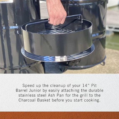 Pit Barrel Cooker Stainless Steel Ash Pan - Pit Barrel Junior | Attachable Barrel Smoker Ash Pan Accessory | Saves Clean Up time | For the 14 inch Pit Barrel Junior BBQ Drum Smoker