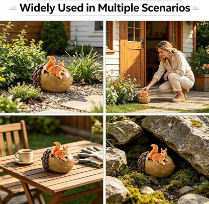 Key Hider Squirrel Acorn Waterproof Outdoor Resin Patio Decor Spare Key Box | Holds 1-2 Standard House Keys, Discreet Hidden Design Blends in Surroundings, Ideal Housewarming Present for New Neighbors