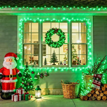 JMEXSUSS 33ft 100 LED Green Battery Operated Lights with Remote, Green Christmas Lights Battery Operated, Christmas String Light Indoor Outdoor for Tree House Yard Xmas Decor (Pack of 2)