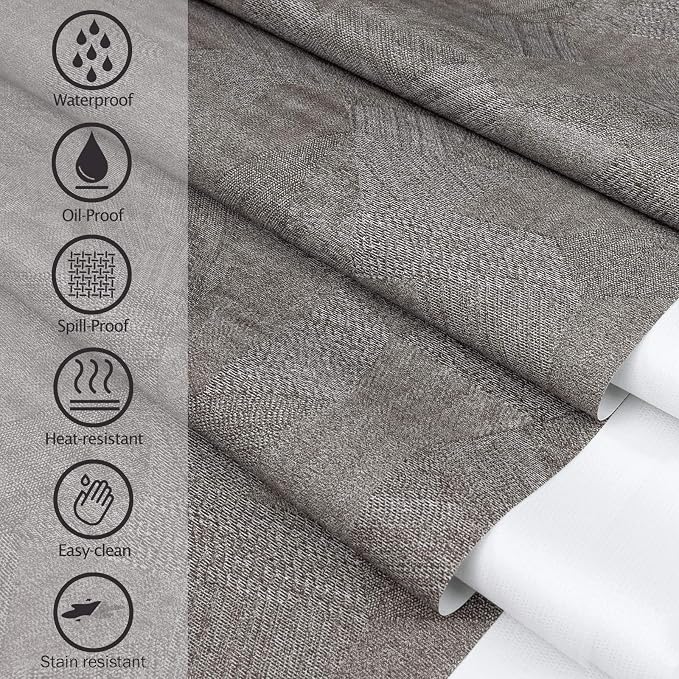 AIRCOWRIE Waterproof Vinyl Tablecloths, Heavy Duty Oil Proof Spill Proof Plastic Table Cloth, Wipe Clean PVC Table Cover for Summer Indoor and Outdoor Use (Brown, 54”×120”, Rectangle)
