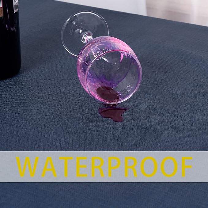 sancua Waterproof Vinyl Tablecloth Table Cloth 52x70 Inch, Greyish Blue | 100% Oil Spill Proof, PVC Material, Wipe Clean Rectangle Table Cover for Dining Tables, Buffet Parties and Camping