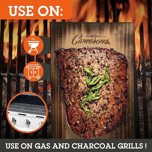 Camerons Alder Grilling Planks - 8 Pack (5.5"x11.5") - Premium Natural Alder Wood - Easily Infuse Smoky Flavor into BBQ Salmon, Fish, Pork, Veggies, and More - Sourced in the USA - Grilling Gift Idea