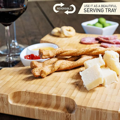 Bamboo Cutting Board, 15.7 x 10.2 Inch (ExtraThick 1.7") Hardwood Professional Butcher Block, Charcuterie Board. End Grain Non Toxic Wood Chopping Board (Oil & Plate Included)