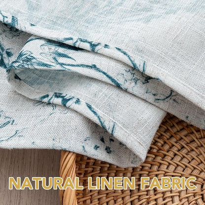 H.VERSAILTEX Linen Table Cloths Floral Printed Tablecloth Spill-Proof Waterproof Table Cover for Dining Buffet Feature Soft and Thick Fabric Wrinkle Free, 60 x 104 Inch, Vintage Botanical - Blue