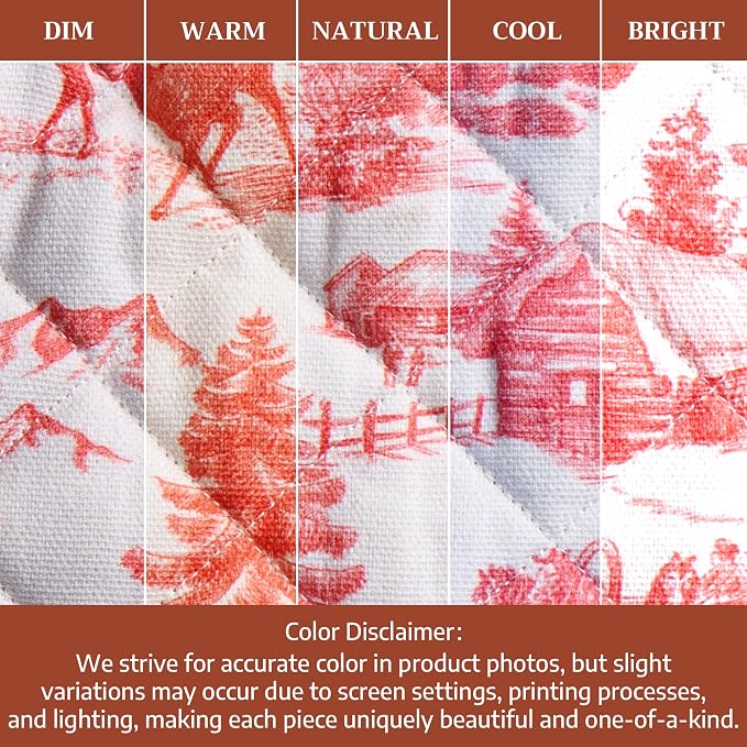 Maison d'Hermine Oven Gloves 100% Cotton Oven Mitt (7" x 13", Pack of 1) | With Loop Heat Resistant BBQ Cooking Gloves Baking Kitchen Handling Hot Pans Thanksgiving Christmas - Winter Jouy