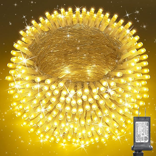 175Ft Christmas Lights Outdoor, 500 LED Christmas String Lights with 8 Modes, Timer, Waterproof Fairy Twinkle Light for Party, Garden, Patio Home Weddings Holiday Xmas Tree Decorations (Warm White)