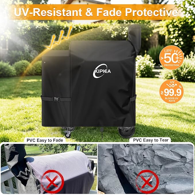 Pellet Grill Cover for Z Grills 700, 600D Waterproof Smoker Cover | Heavy Duty, UV Resistant, No Tear, No Fading, 4 Windproof Buckles, drawstring, 2 side buckles