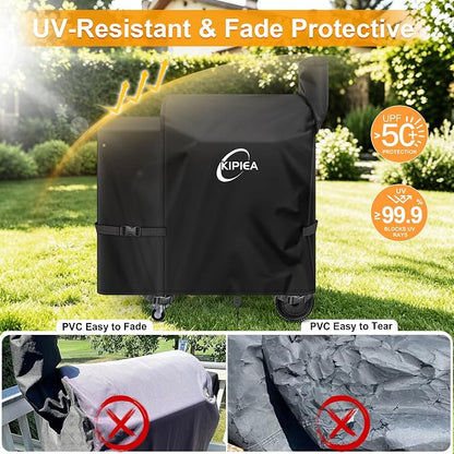 Pellet Grill Cover for Z Grills 700, 600D Waterproof Smoker Cover | Heavy Duty, UV Resistant, No Tear, No Fading, 4 Windproof Buckles, drawstring, 2 side buckles
