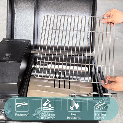 Grill Grates for Pit Boss PTG 150 Series Navigator Pro Series II Portable Wood Pellet Smoker Replacement Parts Pitboss PB150PPS PB150PPG Cooking Grid Portable Stainless Steel Smoking Rack Accessory