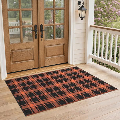 GENIMO Outdoor Rug 3'x5' Waterproof for Porch, Plastic Door Mat Dark Orange | Outside Modern Carpet for Patio Decor, Balcony, Porch, Deck, Backyard, Picnic, Camping, RV, Reversible, Foldable, Lightweight