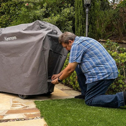 Kenmore 56-Inch Heavy-Duty Grill Cover for Outdoor BBQ Propane Gas Grills, Weather-Resistant, UV- and Fade-Resistant, Universal Fit Cover for 4-Burner Gas Grills, Gray