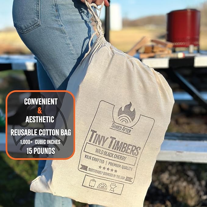 The Tiny Timbers USDA Grade Kiln Dried Hardwood for Table Top Fire Pit and Pizza Oven | Compatible with Solo Stove Mesa & Mesa XL | 5" Splits | USA Sourced | 15 lb. | 1000+ cu. in. | Apple Wood