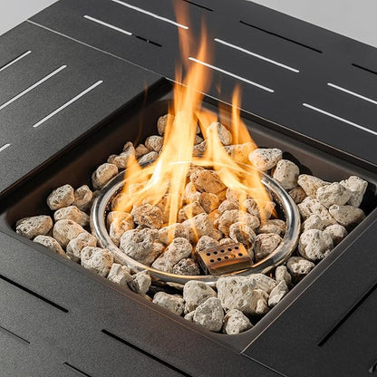 KEIKI 34 Inch Propane Fire Pit Table, 50,000 BTU Rectangular Steel Gas Fireplace, Outdoor Patio Heater for Garden Deck Courtyard