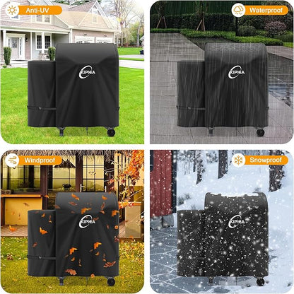 Kipiea 600D Heavy Duty Grill Cover for Traeger Tailgater 20, Waterproof Wood Pellet Smoker Cover with Windproof Buckles, Pellet BBQ Grill Covers for Outside Anti-UV, No Tear, No Fading
