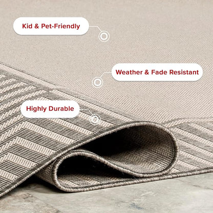 nuLOOM Asha Light Grey Bordered Indoor/Outdoor Area Rug, 4' x 6'