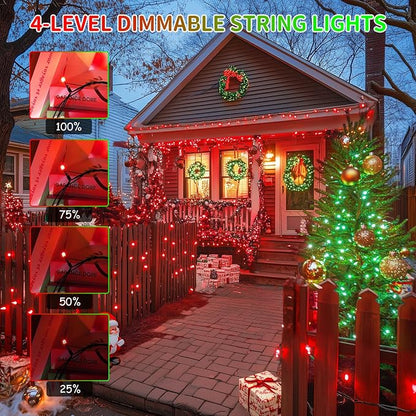 JMEXSUSS 66ft 200 LED Color Changing Christmas Lights, Red & Green | Plug in, Connectable, String Lights with Remote, Waterproof Christmas Lights for Tree Party Yard Halloween Xmas Decor