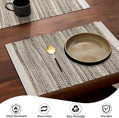Hausattire Woven Table Placemats Set of 4 - Olive Green Christmas Jute Outdoor Table Mats for Kitchen Dining Decoration |Heat Resistant Farmhouse Dinner Spring Easter Placemat |13x19 Inch