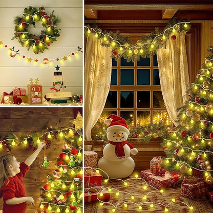 2 Pack Battery Operated String Lights - 52FT 120 LED Globe Fairy Lights with Remote, Waterproof String Light Indoor Outdoor 8 Modes with Timer for Bedroom Classroom Dorm Christmas Decor, Warm White