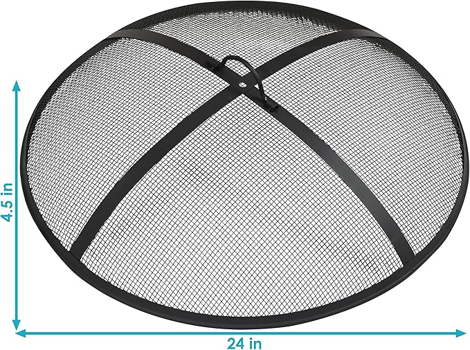 Sunnydaze Heavy-Duty Steel Mesh Fire Pit Screen - Fire Pit Spark Screen with Handle - 24-Inch Diameter