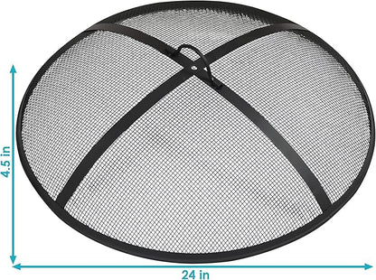 Sunnydaze Heavy-Duty Steel Mesh Fire Pit Screen - Fire Pit Spark Screen with Handle - 24-Inch Diameter