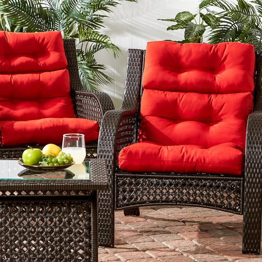 Greendale Home Fashions Outdoor 44x22-inch High Back Chair Cushions (Set of 2), Fire