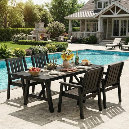Garvee Outdoor Patio Dining Chairs Set of 2, Outdoor HDPE Garden Dining Chairs, Sturdy Frame, Waterproof, All-Weather for Backyard, Poolside, Porch, Deck, Black