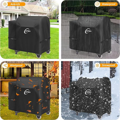 600D Heavy Duty Pellet Grill Cover for Pit Boss 700FB, Classic 700, and Pro 600 Series, Waterproof Wood Pellet Smoker Cover with Windproof Buckles, UV Resistant, No Tear, No Fading