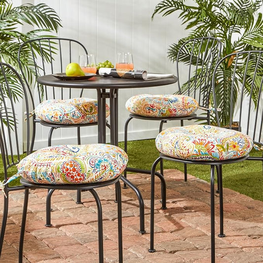 Greendale Home Fashions Jubilee Outdoor 15-inch Bistro Seat Cushion, Set of 4