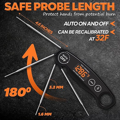 Instant Read Food Thermometer Rechargeable Meat Thermometer Digital Kitchen Thermometer - Fast & Accurate Food Thermometer for Cooking, Grill Thermometer, Fathers Day Gift for Dad Husband