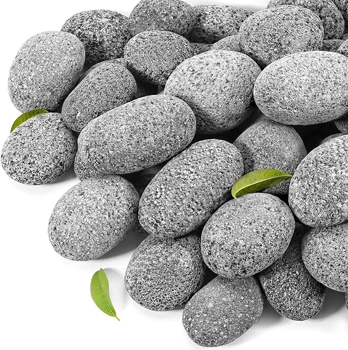 GasSaf 20 Pounds Black Natural Tumbled Stones Round Lava Rock Pebbles for Fire Pit, Gas Fireplace/Fire Tables, Gas Log Set, Fire Bowls, Decorative Landscaping Rocks for Indoor and Outdoor (2-3 Inch)