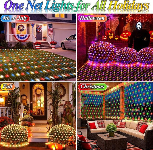 Lovelite 10ft x 10ft Net Lights Outdoor, 240LED 35 Colors Changing Gazebo Net Lights Clear Wire, Connectable Hanging Fairy Lights Plug in for Patio Pergolas Halloween Christmas Wedding Party Decor