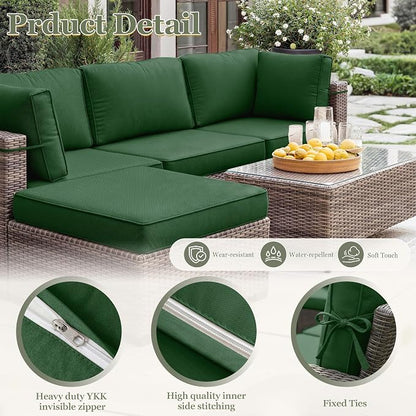 9 Pcs Outdoor Patio Cushions Covers Replacement Sets, Covers Only | 9 Pcs Patio Cushions Covers Replacement UV Resistant, Water Anti-Slip, Heavy-Duty Zippers for 5 Pcs Patio Furniture Set