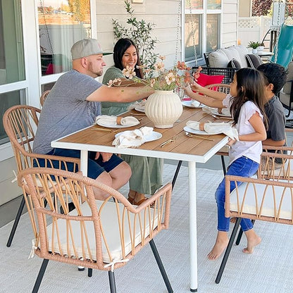 YITAHOME 4 Pieces Rattan Wicker Dinning Chairs, Outdoor Indoor Patio Furniture Set with Cushion and Curved Back All Weather Bistro Chair for Garden Backyard Porch Poolside Restaurant (Beige)