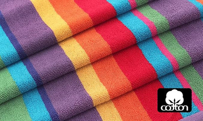 COTTON CRAFT Pool Lounge Chair Cover - 2 Pack Summer of Siam Dobby Terry Towel Chaise Lounge Cover - Soft 100% Cotton Beach Chair Cover - Oversized 32 in W x 82 in L x 7 in Pocket – Multi Color Stripe