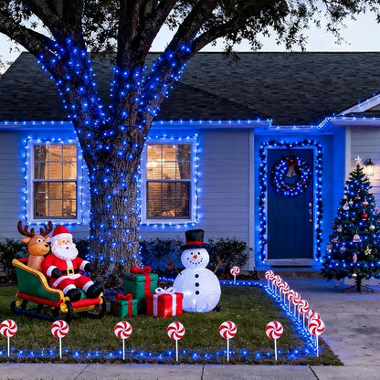 JMEXSUSS 173ft 500 LED Blue Christmas Lights Outdoor with Remote | 8 Modes Plug in Halloween Lights, Waterproof Blue String Lights for Outdoor Indoor Party House Xmas Halloween Decor