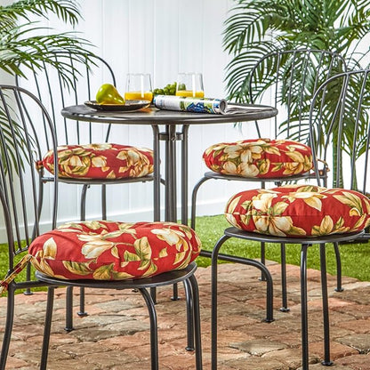 Greendale Home Fashions Tuscan Floral Outdoor 15-inch Bistro Seat Cushion, Set of 4