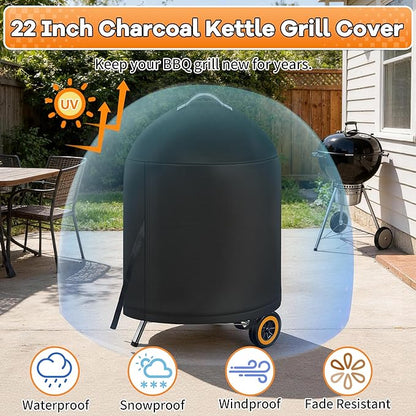 i COVER Grill Cover for Weber 22 Inch Charcoal Kettle- Waterproof BBQ Cover for Weber Char-Broil 22 Inch Charcoal Kettle Grills,Barbecue Cover Kettle Grill Cover for Outdoor Grills