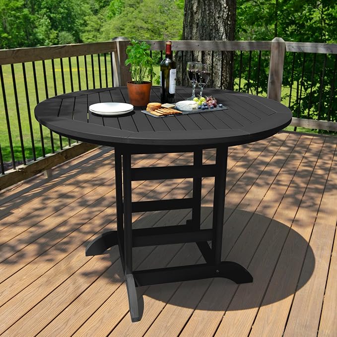highwood 5 Piece Hamilton Round Counter Height Dining Set, Black