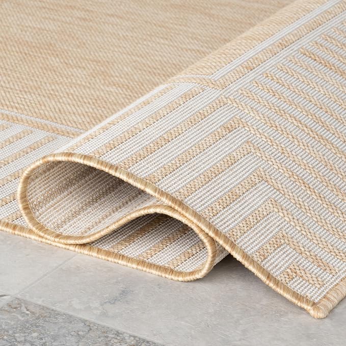 nuLOOM Asha Tan Bordered Power Loomed Indoor/Outdoor Area Rug, 10' x 14'