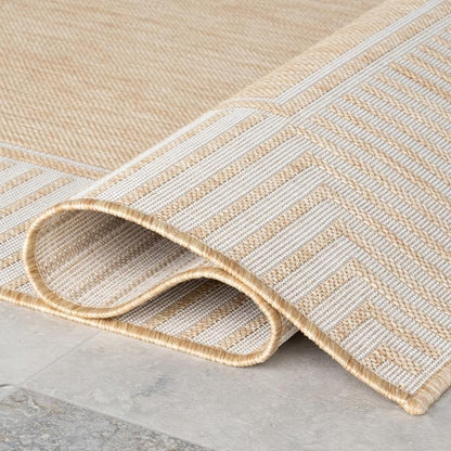 nuLOOM Asha Tan Bordered Power Loomed Indoor/Outdoor Area Rug, 10' x 14'