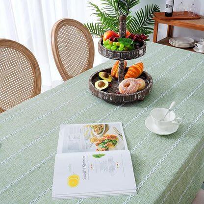 Chassic Rectangle Tablecloth 60 x 84 Inch, Farmhouse Boho Linen Table Cloths, Wrinkle Free & Washable Tablecloths for Dining Tables, Spring Kitchen Decor – Sage Green
