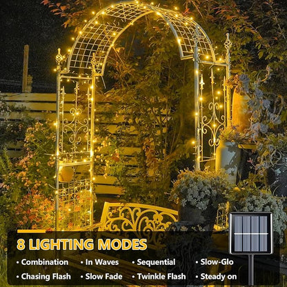 YEGUO Solar String Lights Outdoor Waterproof, 2 Packs Each 33ft 100 LED Warm White Lights, 8 Modes Twinkle Light for Christmas Tree Outside Garden Yard Xmas Decor
